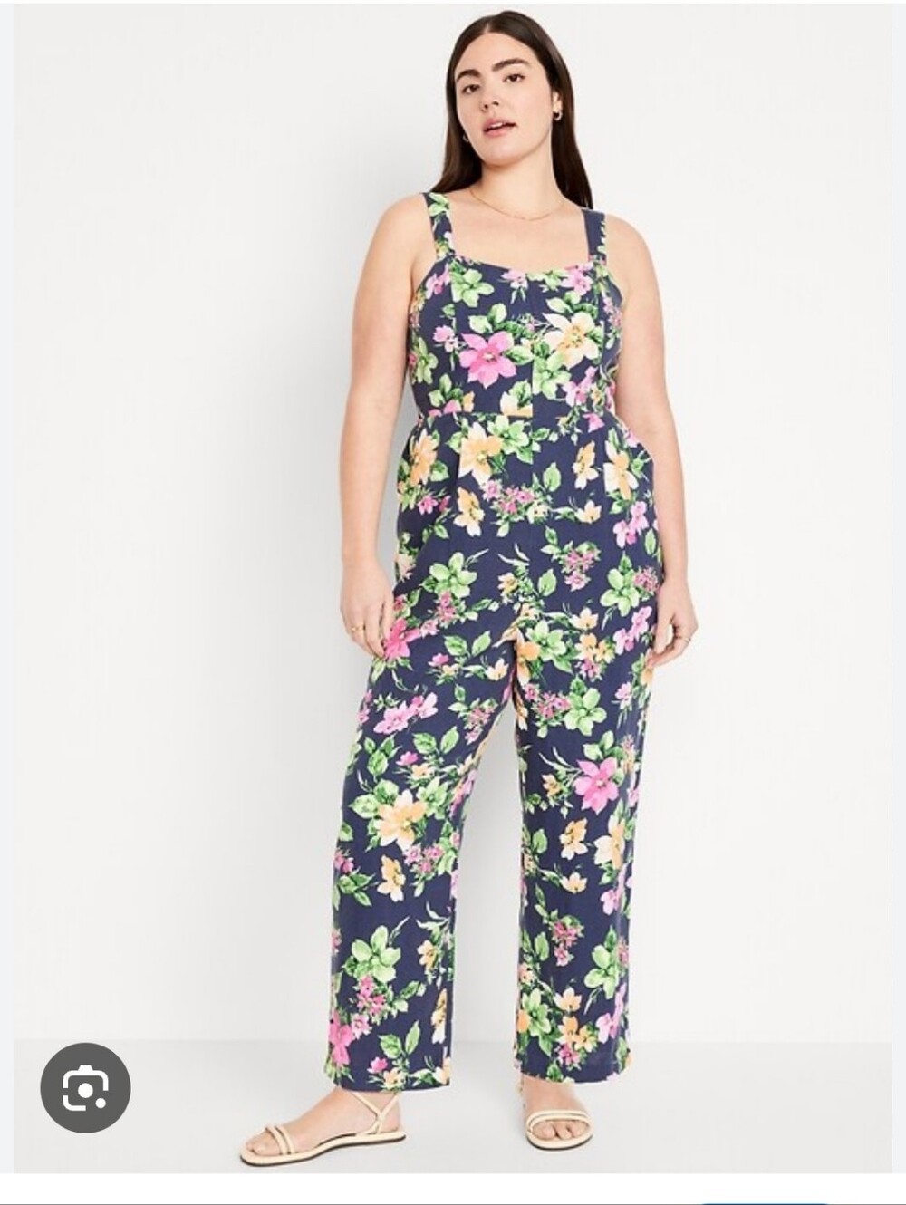 Old Navy Navy Floral Cami Jumpsuit